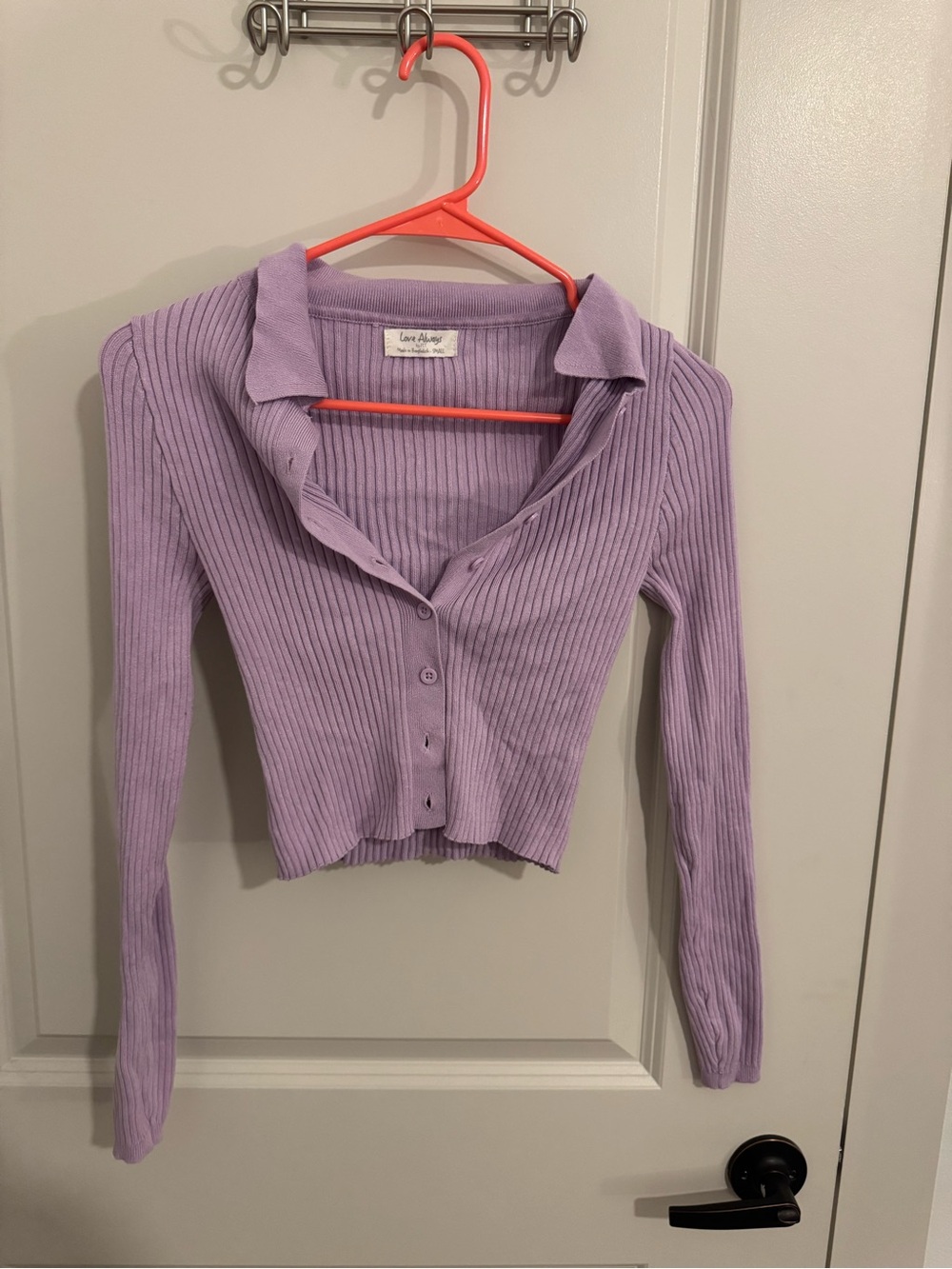 Always Lavender Ribbed Button-Up Crop Top